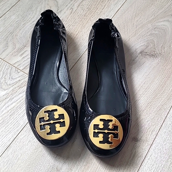 Tory Burch black patent ballet flats sz 8 - Picture 1 of 4